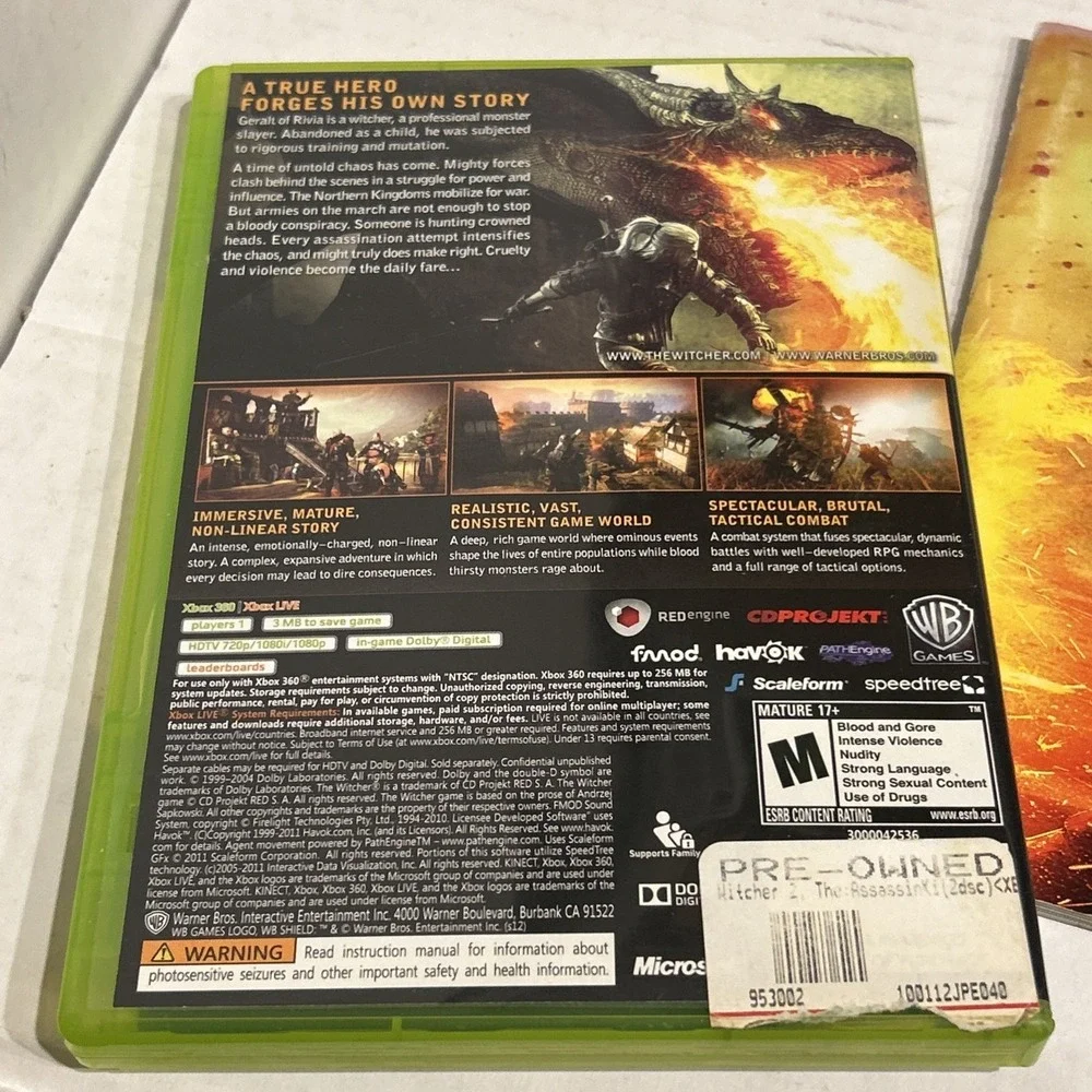 The Witcher 2 Assassins of Kings Enhanced Edition Microsoft Xbox 360 CIB w/ Map‎